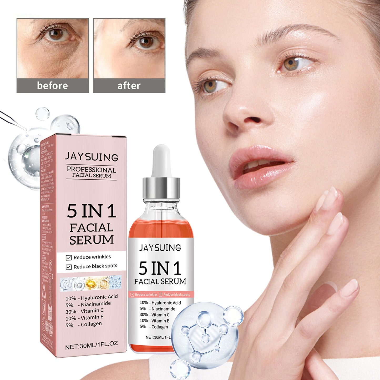 5 In 1 Facial Serum with Vitamin C and Hyaluronic Acid