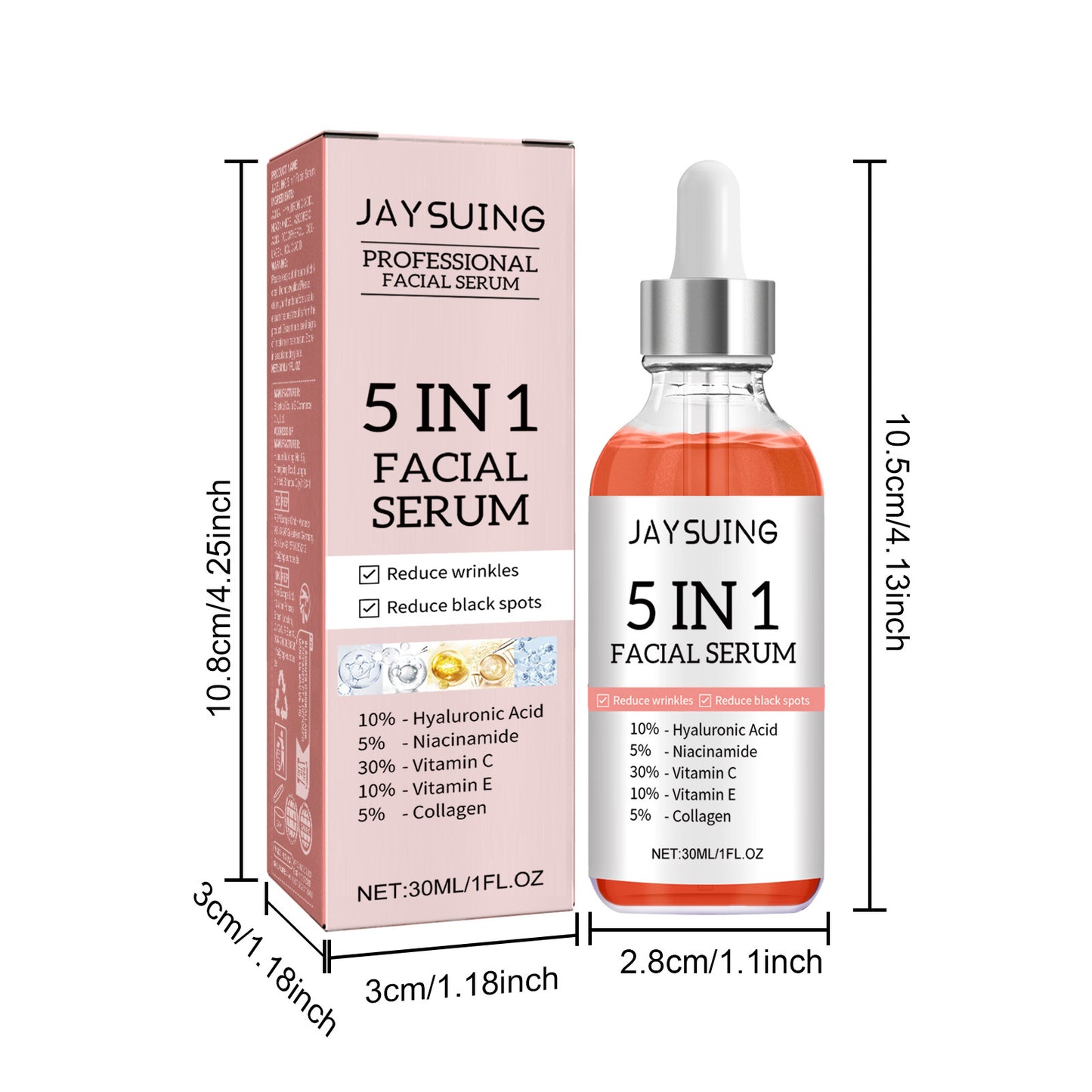 5 In 1 Facial Serum with Vitamin C and Hyaluronic Acid